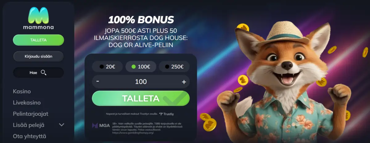 Mammona kasinon peliaula, pikakasino suomalaisille