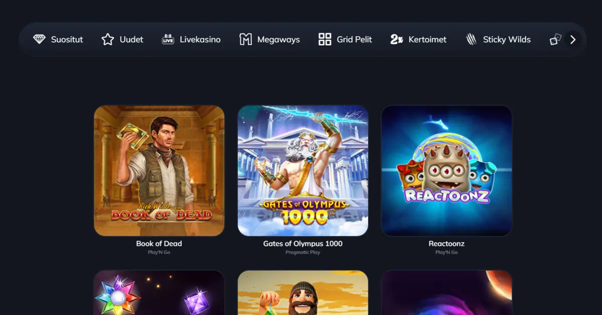 Mammona kasinon pelivalikoima, suosituimmat kasinopelit