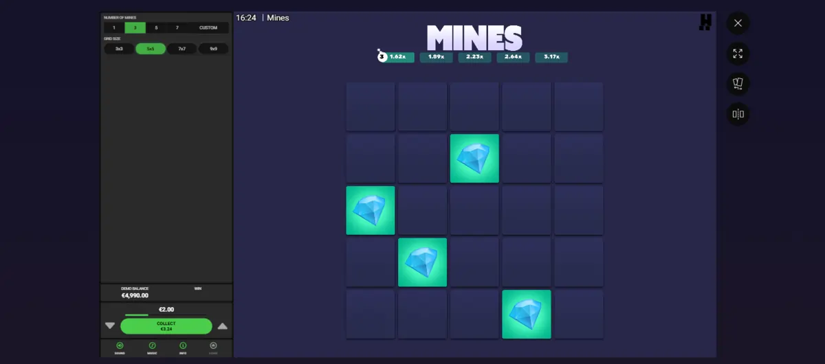 Erikoispelit uudella nettikasinolla, mines kasinopeli