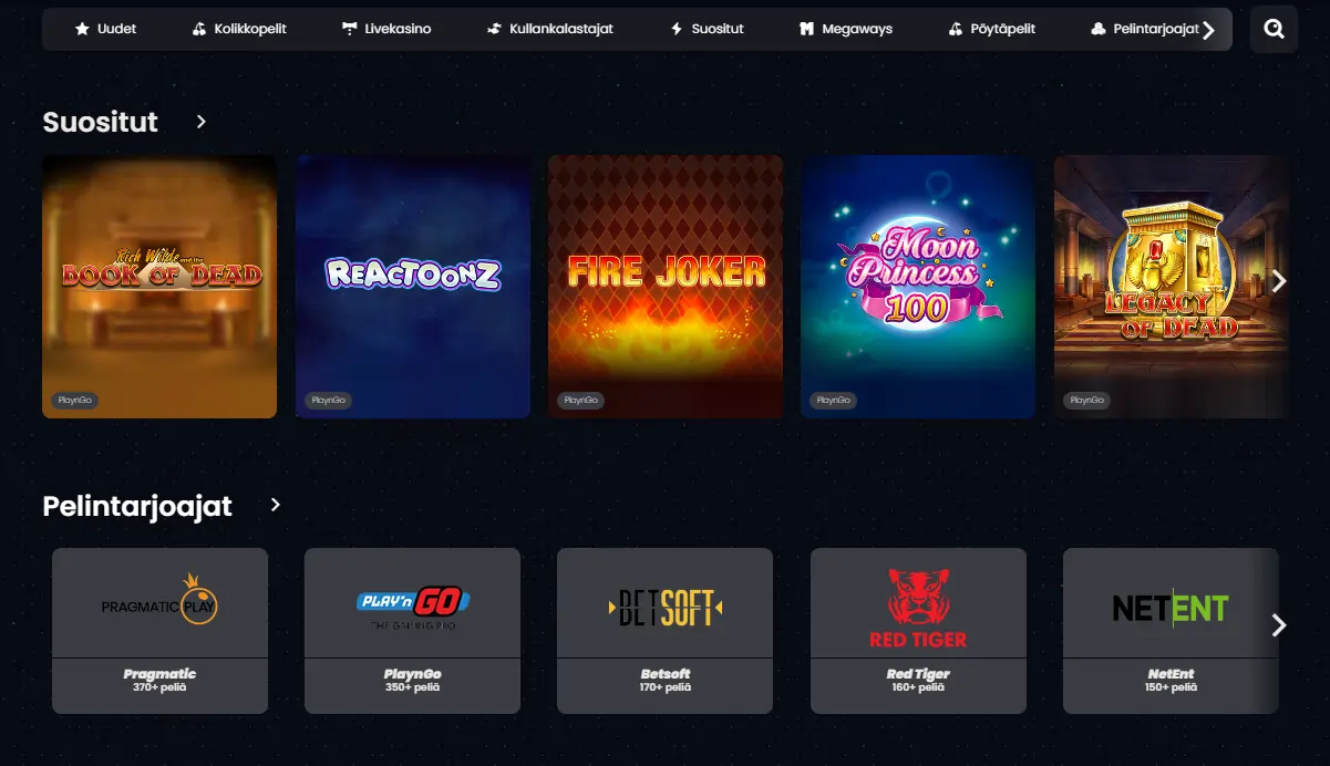 Reipas Kasino pelivalikoima