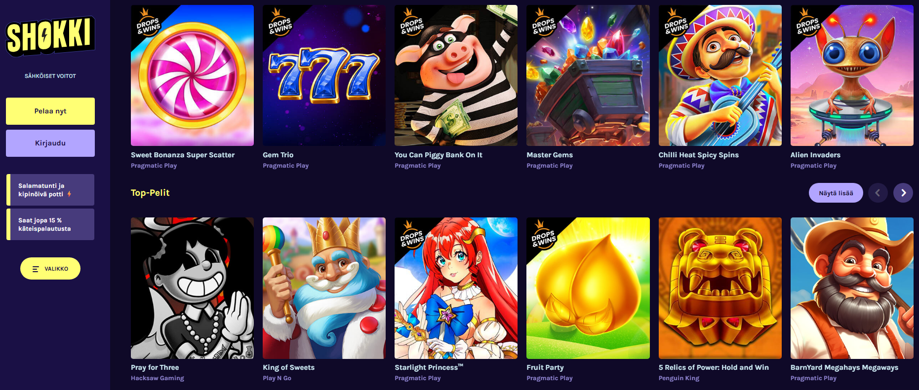 shokki casino pelivalikoima