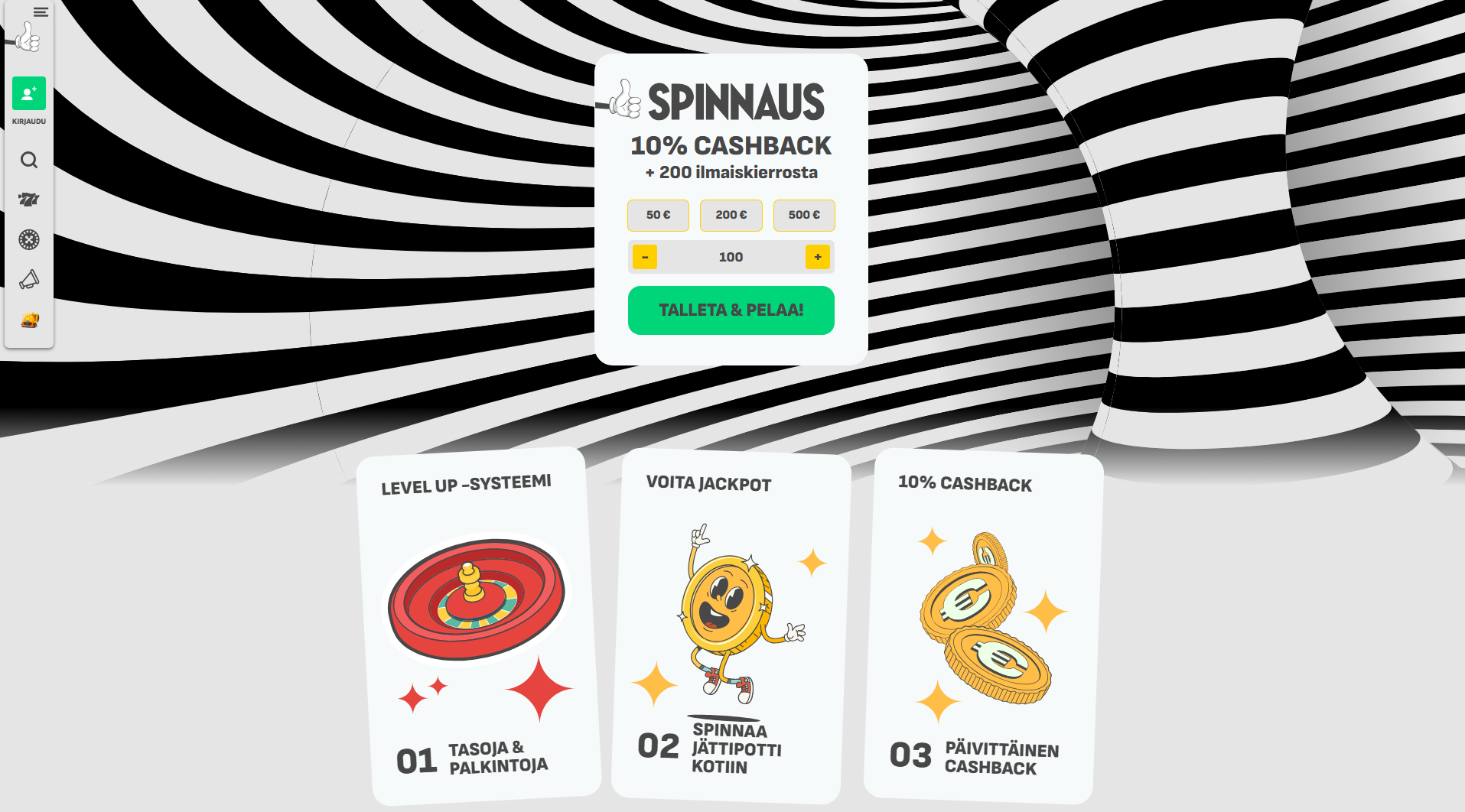 spinnaus casinon peliaula, jossa mahdollisuus talletukseen, tietoa käteishyvityksestä ja pelaamisesta