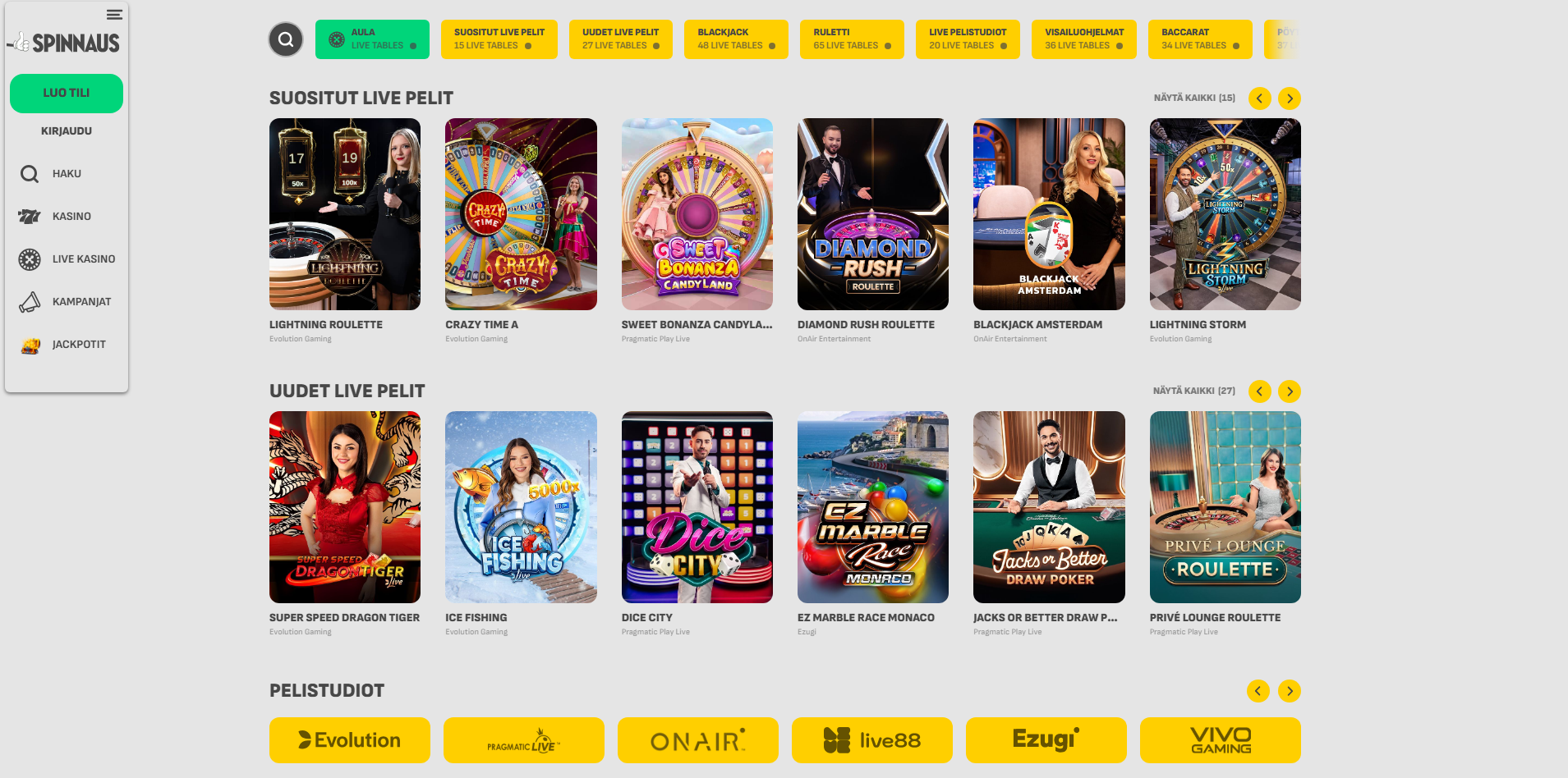 spinnaus casino sports