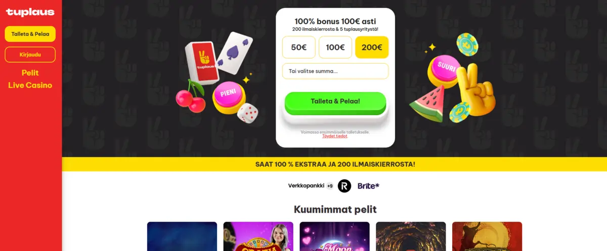 Tuplaus Casino tervetulobonus