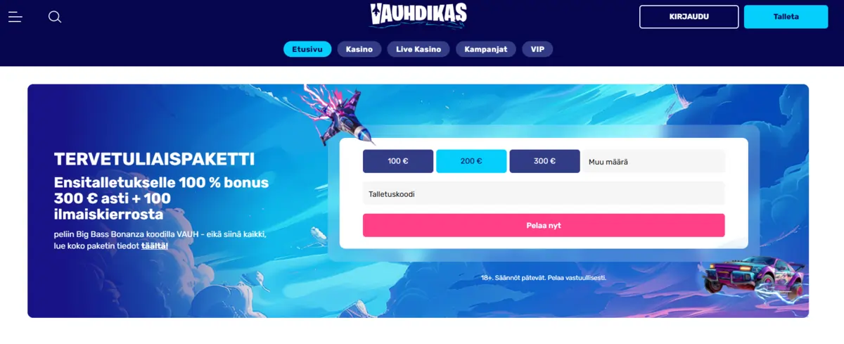 Vauhdikas Kasino, pikakasino suomalaisille